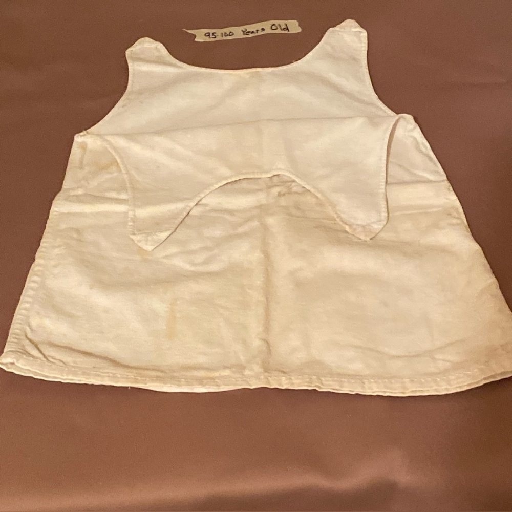 Vintage Antique Early 1900s White Linen Baby Girl Dress